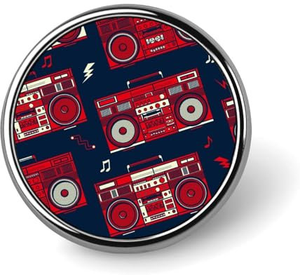 Classic Vintage Retro Style Boombox Radio Round Pin Badge Novelty Pins for Backpacks Metal Button Brooch Gift