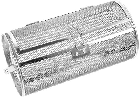 BESPORTBLE parrilla de acero inoxidable rejilla del horno tostador de nueces cesta de la parrilla de la jaula cesta cocina accesorios cocina asador de parrilla rotativa cesta de asador Silver