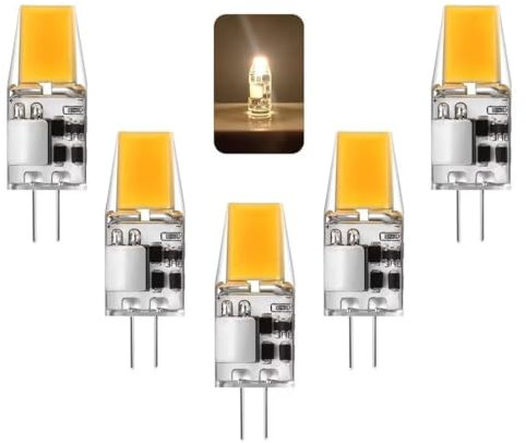 5W G4 LED Lampen, 5W G4 LED Birne Warmweiß 3000K Ersatz 50W Halogenlampen, 500LM G4 LED led leuchtmittel, 360° Abstrahlwinkel, Nicht Dimmbar Kein Flimmern, 12V AC/DC Energiesparlampe, 5er-Pack