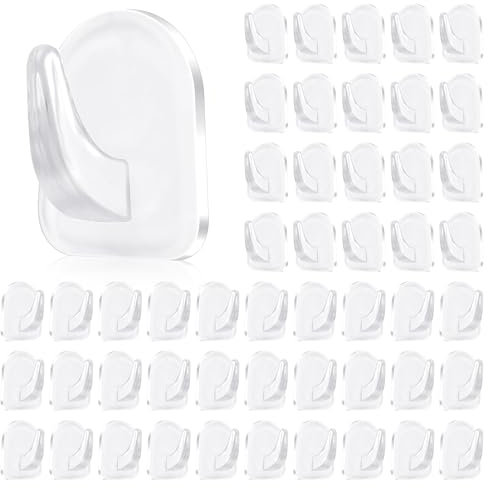QMLING 50 Stück Klebehaken Extra Stark, Wandhaken Haken Selbstklebend Ohne Bohren, Klebehaken Transparent Klein, Selbstklebende Haken Ohne Rückstände für Wohnzimmer Küche Badezimmer