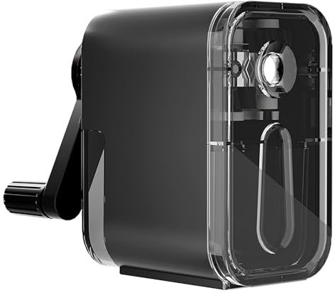 Neoreser Manuelle Spitzmaschine, Anspitzer mit Kurbel, Bleistiftspitzer Manueller Mit Behälter für Kinder Künstler Schüler Büro (Black)