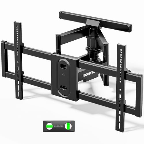 monTEK TV Wandhalterung für 43-95 Zoll Flach & Curved Monitor bis zu 60kg, Schwenkbare und Neigbare Fernseher Halterung, Ausziehbare Wandhalterung Fernseher, max. VESA 800x400 mm