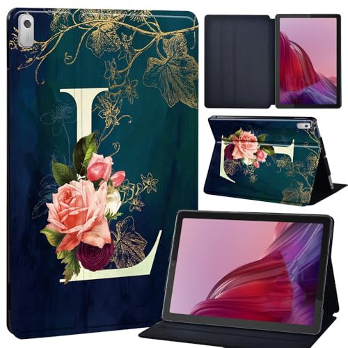 Case For Lenovo Tab M9 2023 9 Inch (TB-310FU), Slim Smart Cover Stand Folio Case for Lenovo M9 TB-310FU PU Leather Case Tri-Fold Tablet Cover (initial letter L)