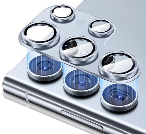 Diruite Kamera Linse Schutzfolie für Samsung Galaxy S25 Ultra Kameraschutz HD Gehärtetes Glas&Aluminium Kamera Schutz,Blau