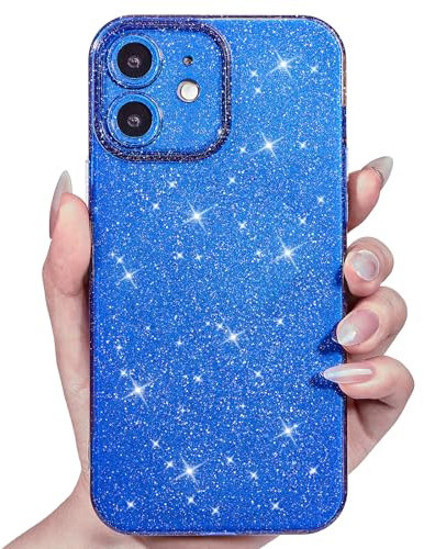 Svanove for iPhone 11 Case Glitter, Sparkly Girly Cute Bling Sparkle Shiny Shimmer Bright Phone Case for Women Girls, Glittery Thin Slim Jelly Soft Silicone Rubber Gel Plastic Cover, Neon Blue