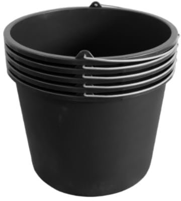 ViD® 5 Stück Mörteleimer/Betoneimer 16 Liter | Ø33 x 27 cm | Putzeimer/Zementeimer/Baueimer