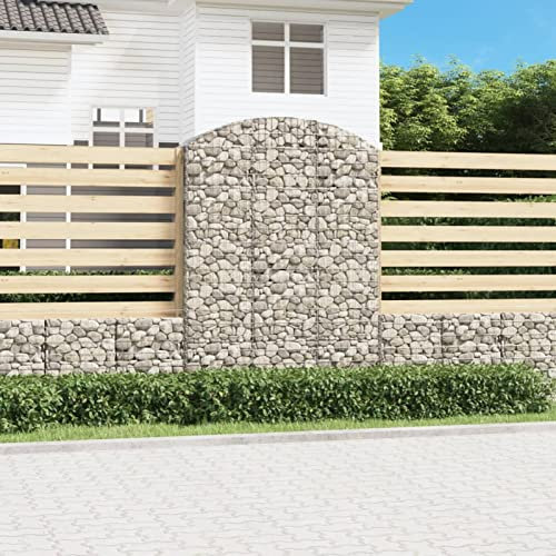 Festnight Gabione 150x50x200/220 cm Gabionenkorb Gabionenwand Gabionen Zaun Metall Steinkorb Wand Steingabionen Große Drahtkorb Dekorative Zäune Gartendeko Verzinktes Eisen