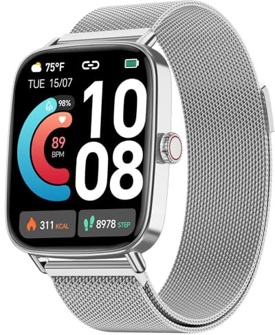 Smartwatch Herren Damen mit Telefonfunktion,1.85 HD Uhren mit Herzfrequenz Schlafmonitor SpO2 Schrittzähler,110+ Sportmodi Fitnessuhr,IP68 Wasserdichte Smart watch Kompatibel für iOS/Samsung/Android