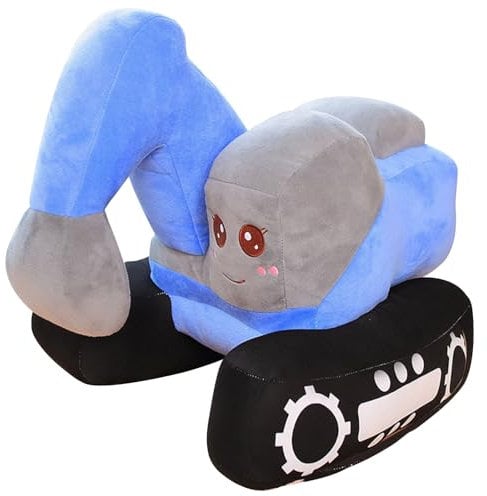 Bocguy Bagger Kuscheltier, 26 x 23cm Bagger Puppe Plüschtier, Ausschreibung Kinder Plüsch Bagger, Plüsch Baufahrzeug für Jungen und Mädchen, Geburtstagsgeschenk für Kinder, Blau