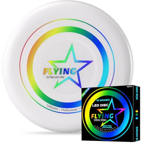 12 Lichtmodus Flying Discs Flugscheibenspielzeuge für Kinder und Erwachsene, automatisches Aufleuchten Wurfring Flying Ring Sportspielzeug für den Strand im Freien, Weihnachten für Jungen Mädchen