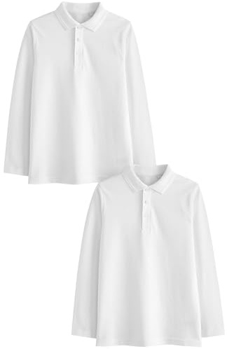 NEXT Jungen Langärmelige Polo-Shirts im 2er-Pack Weiß 152