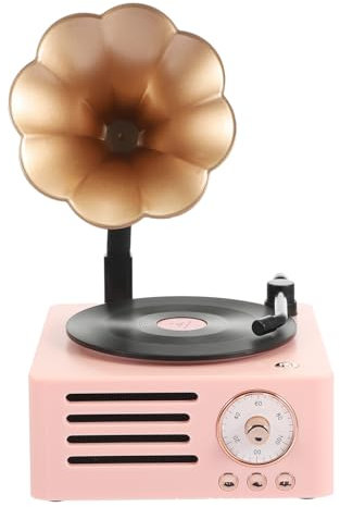 Lecteur De Platine Gramophone, Enceinte Rétro Bluetooth avec Fonction Haut-Parleur, Trois Effets Sonores Réglables Et Prise en Charge De La Connectivité Bluetooth, pour La Randonnée, Le Vélo