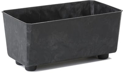 Jardinière Rectangulaire avec Pieds Élégants – Bac À Fleurs Noir Aspect Béton en Plastique Robuste 28,5 x 17 cm, 4,2L – Résistant Aux Intempéries & Facile À Entretenir – pour Intérieur & Extérieur