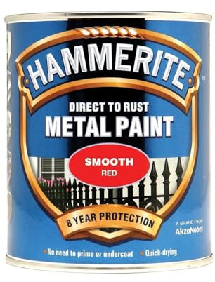 HOCHSTE® Hammerite Direct to Rust Metal Paint, Durable Exterior & Interior Finish, Anti-Rust Protective Coating, No Primer Needed, Quick Drying, Ideal for Gates, Railings, Furniture, (RED, 750 ML)