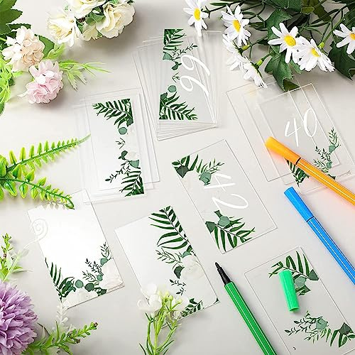 Jkjlorey 50Pcs Clear Acrylic Table Place Card Wedding Rectangle Seating Cards Names Tag Birthday Party