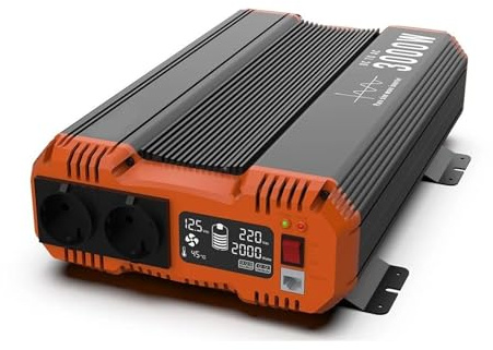 Transformateur Onduleur 6000 W Maison Le Camping Les Camping-Cars À Onde Sinusoïdale pour Voiture Transformateurs 12V À 220V Prise UE Écran LCD Télécommande(3000W-12V)