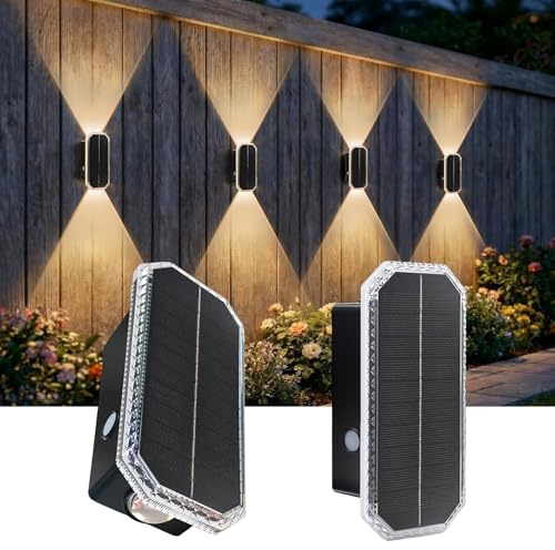 BRIMAX Applique Solare LED Esterno, 3000K-6500K 3 Colori 2 Pezzi | Batteria 1800mAh, efficienza solare 20%, IP65 impermeabile, luce up/down, per ingresso, terrazza, balcone, giardino