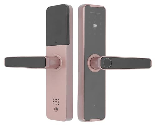 Intelligentes Türschloss,5-in-1 Elektronisches Türschloss mit Fingerprint + Code + Schlüssel + Karte + temporäres Passwort,App-Steuerung Smart Riegelschloss für Haustür 35-50mm (roségold)