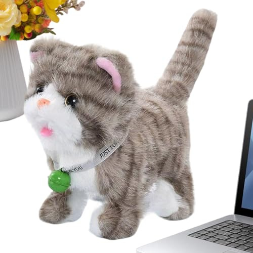 fbgnfihi Electric Stuffed Walking Cat Plush Toy, Talking Musical Kitten Electronic Pet with Record & Repeat Interactive Meow Kitten, for Christmas Birthday Boys Girls Teens Children Pet Lovers