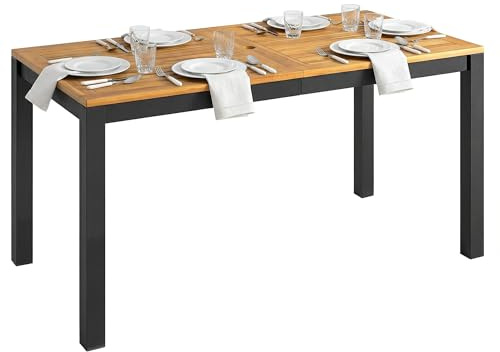 Outsunny Garten-Esstisch aus Akazienholz, rechteckiger Outdoor-Terrassentisch, 150 x 75 x 75 cm, mit Lamellenplatte, Sonnenschirm, für 6 Personen, Belastung 80 kg, für Terrasse, Natur