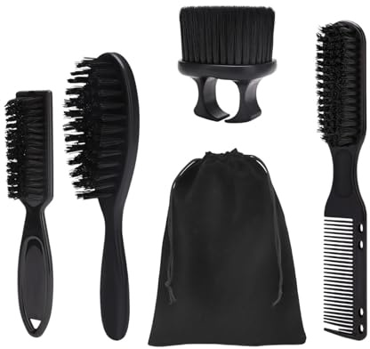 Sunerzenor Bartbürste set Bartkamm Reinigungspinsel Haarpuder Aufbewahrung Frisierstaub Reinigung Bart Haarbürste Haarschneidekamm Salon aus Robustem, Beutelpaket