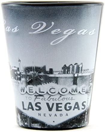 Las Vegas Nevada Black B & W Shot Glass ctm by World By Shotglass