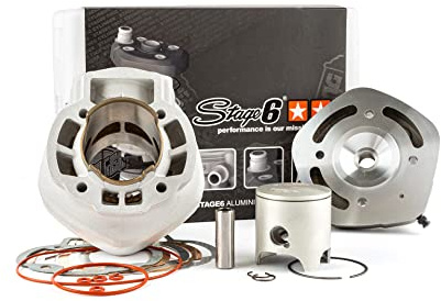 Zylinder Kit Stage6 Racing 70ccm MK2 Piaggio LC | Aluzylinder, 47,6 mm Bohrung, Kolbenbolzen 12 mm; kompatibel mit APRILIA SR 50 MY ZD4VF 2T LC, GILERA DNA 50 C27 2T LC 00-05