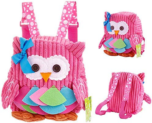 Luimode Babyrucksack Kindergartenrucksack kinder Rucksack Backpack Schultasche für 2-7Jahre Mädchen Jungen ,für Schule,Tier auswahlbar (Eule rosa)