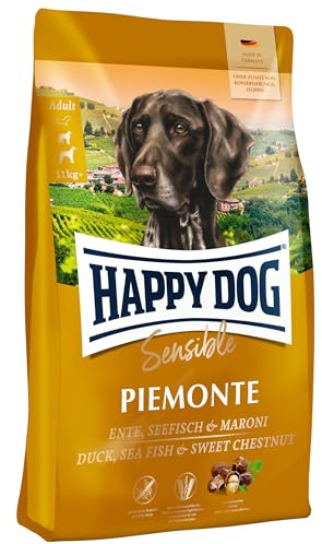 Happy Dog Sensible Piemonte Ente Seefisch Maroni, 10 kg | Für ausgewachsene Hunde ab 11 kg, getreide- & kartoffelfrei, Großgebinde mit Ente, Seefisch & Maroni