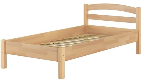 Erst-Holz® Massivholzbett Buche Natur 90x200 Einzelbett Bettgestell mit Rollrost 60.73-09
