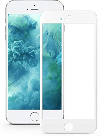 PHONILLICO Verre Trempe iPhone 8 Plus Blanc - Film Blanc 100% Intégral 3D Protection Ecran Verre Trempe Ultra Resistant Vitre Ecran Protecteur Anti Rayure Sans Bulle d’Air Dureté 9H Ultra Mince