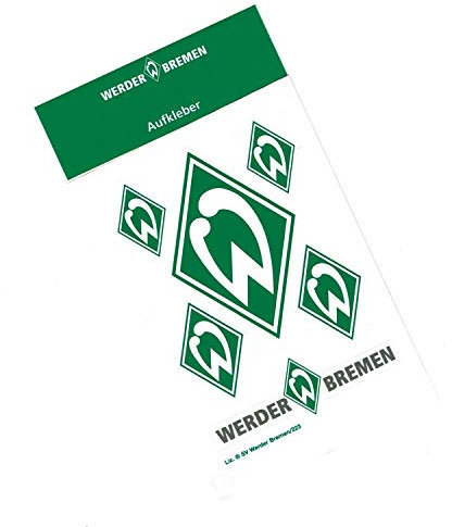 Werder Bremen SV Aufkleberkarte Raute grün Aufkleber, Sticker 6-teilig - Plus Lesezeichen I Love Bremen