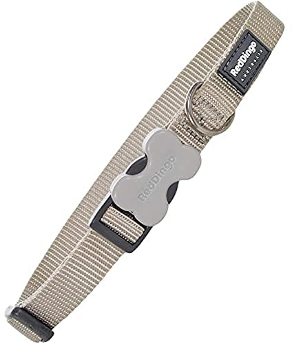 Red Dingo Bucklebone Dog Collar Plain, Grey, Medium 20mm