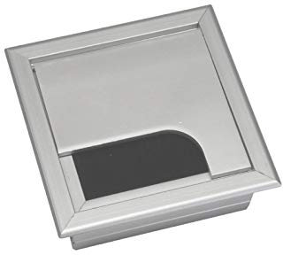 WITTKOWARE Tisch-Kabeldurchführung mit Klappe, Alu eloxiert, 80x80mm