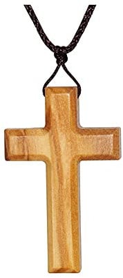 Xianli Wang Einfache Olivenholz Kreuz Anhänger Halskette für Männer Frauen Holz Geschenk Halskette