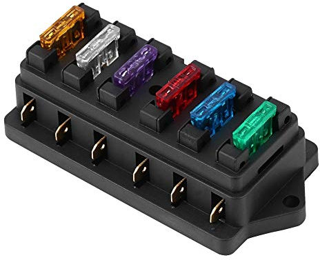 KSTE Porte Fusible Voiture, 6 Way Circuit Voiture Bateau Automatique Lame boîte à fusibles Bloc Porte-12V DC 24V