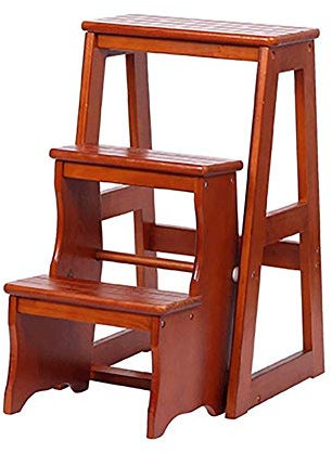 SLRMKK Tritthocker Holzklappbarer Tritthocker für Erwachsene Kinderküche Kleine Leitern Fußhocker Tragbare Innenschuhbank/Blumenregal (Farbe: Deep Walnut, Größe: 2 Stufen)
