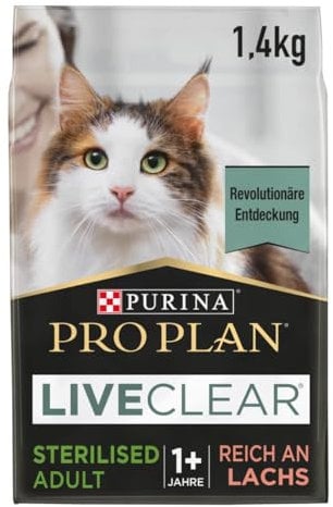 PURINA PRO PLAN LIVECLEAR STERILISED ADULT reich an Lachs 6er Pack, (6 x 1,4 kg)