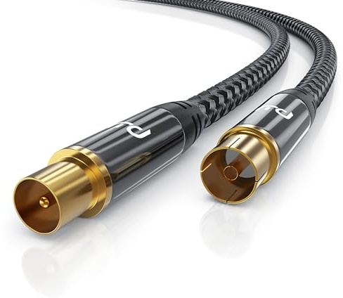 CSL - 7,5m HDTV Antennenkabel mit Braiding - Antennenstecker zu Antennenkupplung - 135Db 75 Ohm – DVB-T und DVB-T2 DVB-C DVB-S DVB-S2 Radio UKW DAB