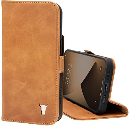 TORRO Case Compatible with iPhone 13 – Premium Leather Wallet Case with Kickstand and Card Slots (Tan)