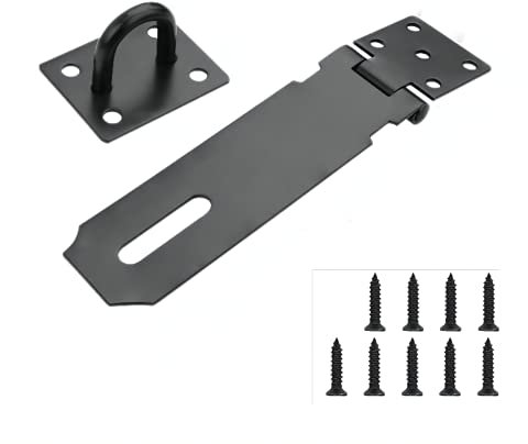 ROZEKEAN Door Hasp Latch 5 Inch Clasp Gate Lock Latch Stainless Steel Door Bolt Latch,Black Matte Finish