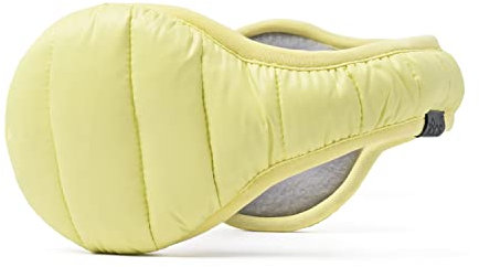 180s Cache-oreilles d'hiver en duvet pour femme | Cache-oreilles réglables et pliables, jaune vif, Taille unique