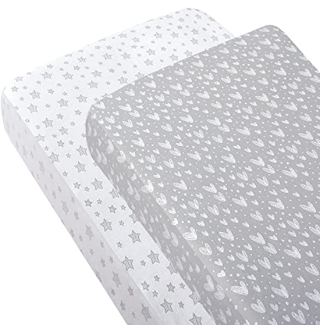er Pack Spannbetttücher 60x120cm, 100% Jersey Baumwolle, Weiche, Atmungsaktive & Hautfreundliche Bettlaken für Beistellbetten, Kinderbetten und Babybetten