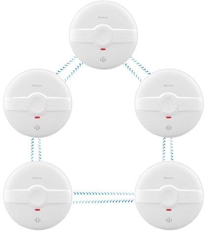 HEIMAN Detector de Humo Interconectado Inalámbrico con Batería Integrada de 10 Años, Cumple con la Norma EN14604 (5 Piezas)