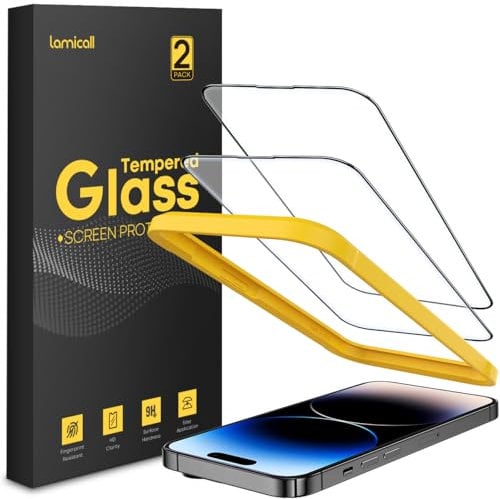 Lamicall Schutzfolie für iPhone 14 Pro, [2 Stück] Schutz Glas - Für Panzerglas mit Montagerahmen, Anti-Fingerprint Schutzglas, Anti-Kratzer Displayschutzfolie, 9H Härte Glas