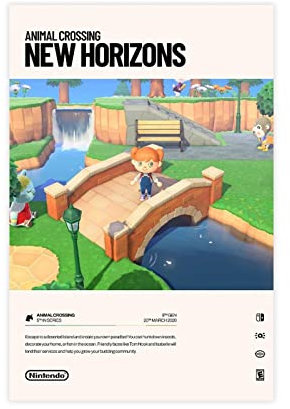 Animal Crossing New Horizons (2020) Videospiel-Poster Leinwand Poster Schlafzimmer Dekor Sport Landschaft Büro Zimmer Dekor Geschenk Unframe Stil 08x12inch (20x30cm)