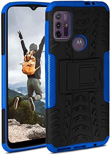 ONEFLOW Tank Case für Motorola Moto G10 / G30 Hülle Outdoor, stabile Panzerhülle mit Kamera und Display Schutz, sichere Handyhülle, TPU Handy Schutzhülle mit Ständer, Blau Schwarz