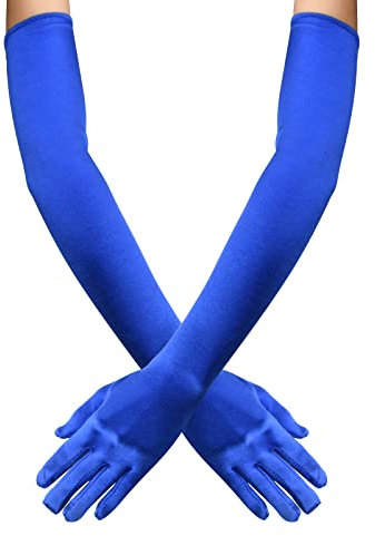 55 CM Guanti da Sera Lunghi in Raso Elastici da Donna, Eleganti da Opera Vintage per Matrimoni, Festa in Maschera e Carnevale