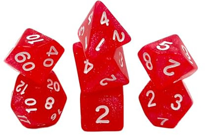 Dice4friends DIC17534 Würfelset Confetti: Ruby Red (7) Würfel