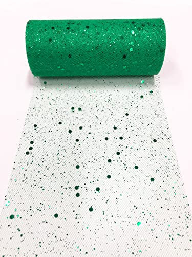 15cm x 22,8m Glitzer Tüll Stoffrolle Hexagon Pailletten Mesh Stoff Spule Tutu Rock Bady Dusche Hochzeitsfeier Geburtstag Dekoration (Grün)